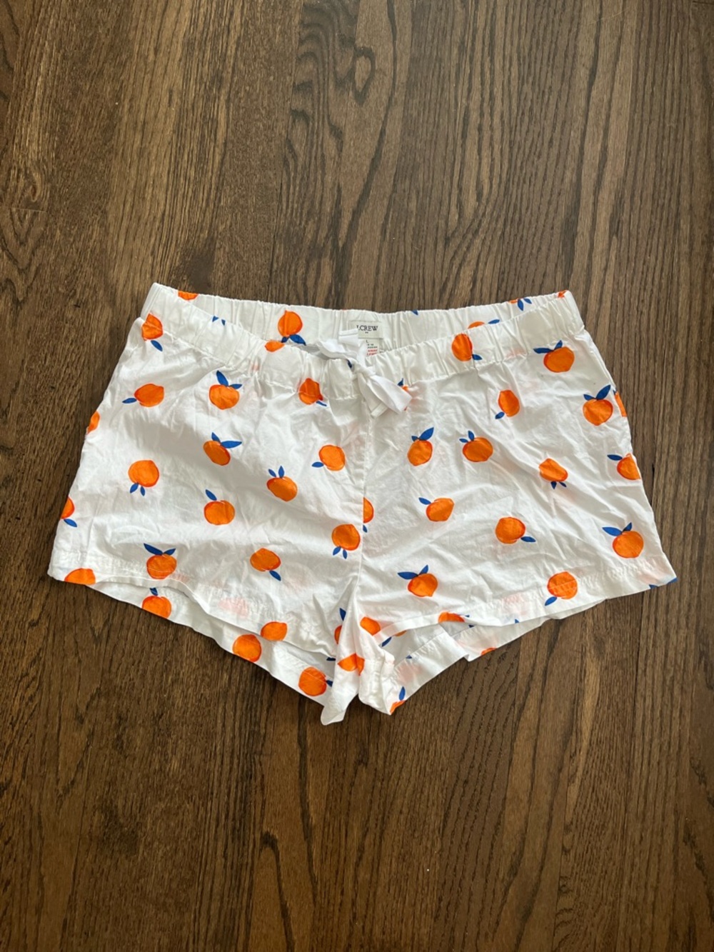 J. Crew White Pajama Shorts with Orange Print
